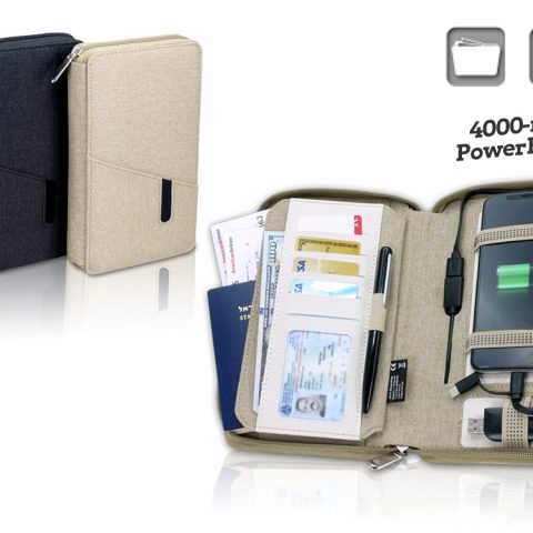 מטען פאוור בנק סוללת גיבוי +נרתיק נסיעות power bank 4000mah מובנה